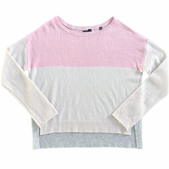 ATM pink/cream/grey colour block cashmere sweater, M - Picture 1 of 7